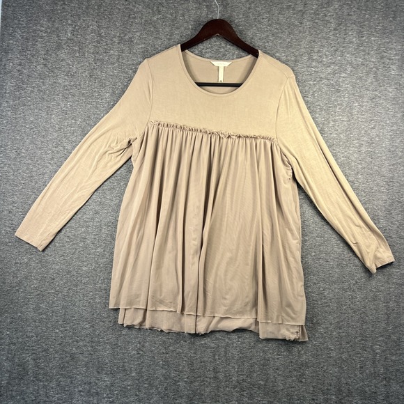 Matilda Jane Tops - Matilda Jane Taupe Layered Bottom Women's XLarge‎ Baby Doll Long Sleeve Knit Top